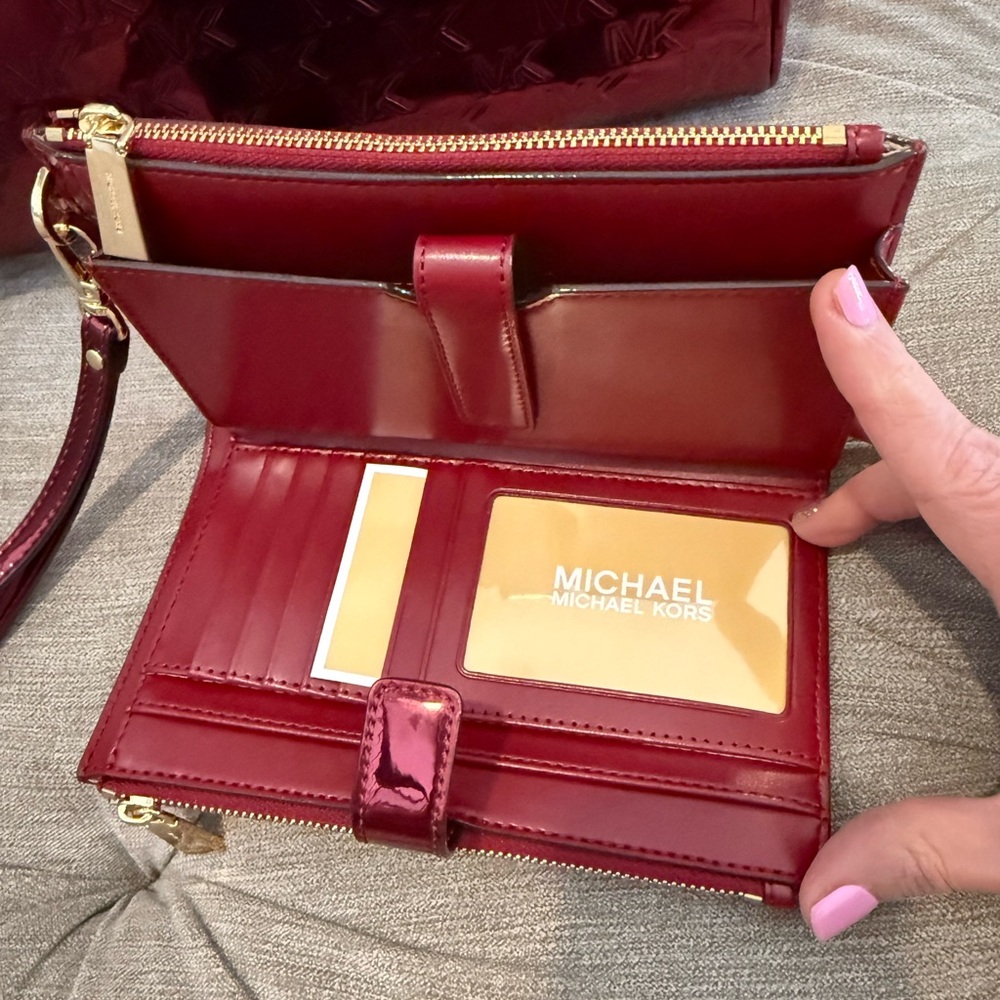 Michael Kors Glossy Red Satchel and Wallet Set - Picture 5 of 12